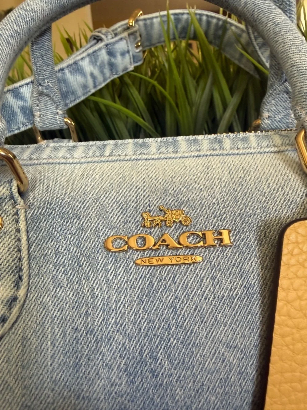 Coach Outlet Rowan Satchel Bag In Loved Denim With Charms